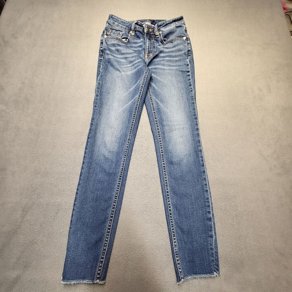 Vigoss Jeans Womens 24‎ Blue Marley Skinny Leg Distressed Denim Stretch